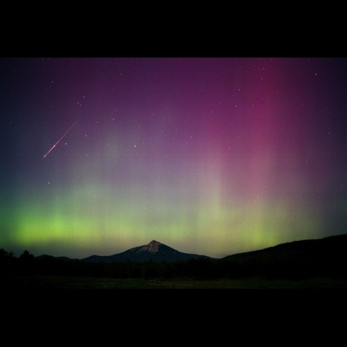 Perseid Meteor and Aurora Over Hahn's Peak