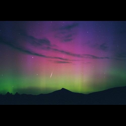 Perseid Meteor and Aurora Over Hahn's Peak #2